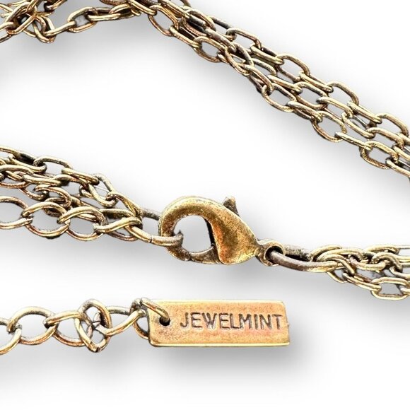 Festoon Necklace Brass Color Metal Filigree Design Three Strands Necklace - Picture 4 of 6